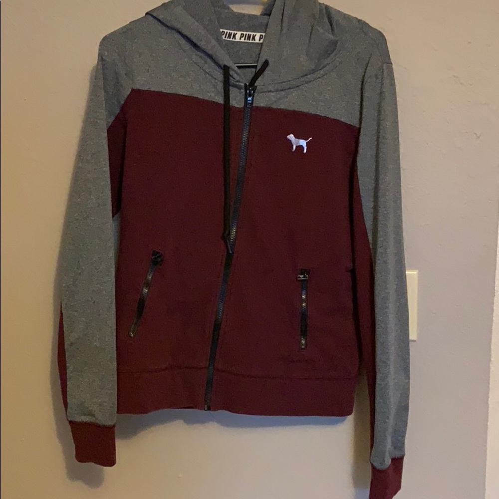 Pink full-zip sweatshirt